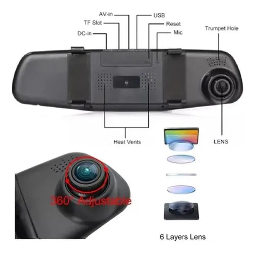 Espejo retrovisor doble camara